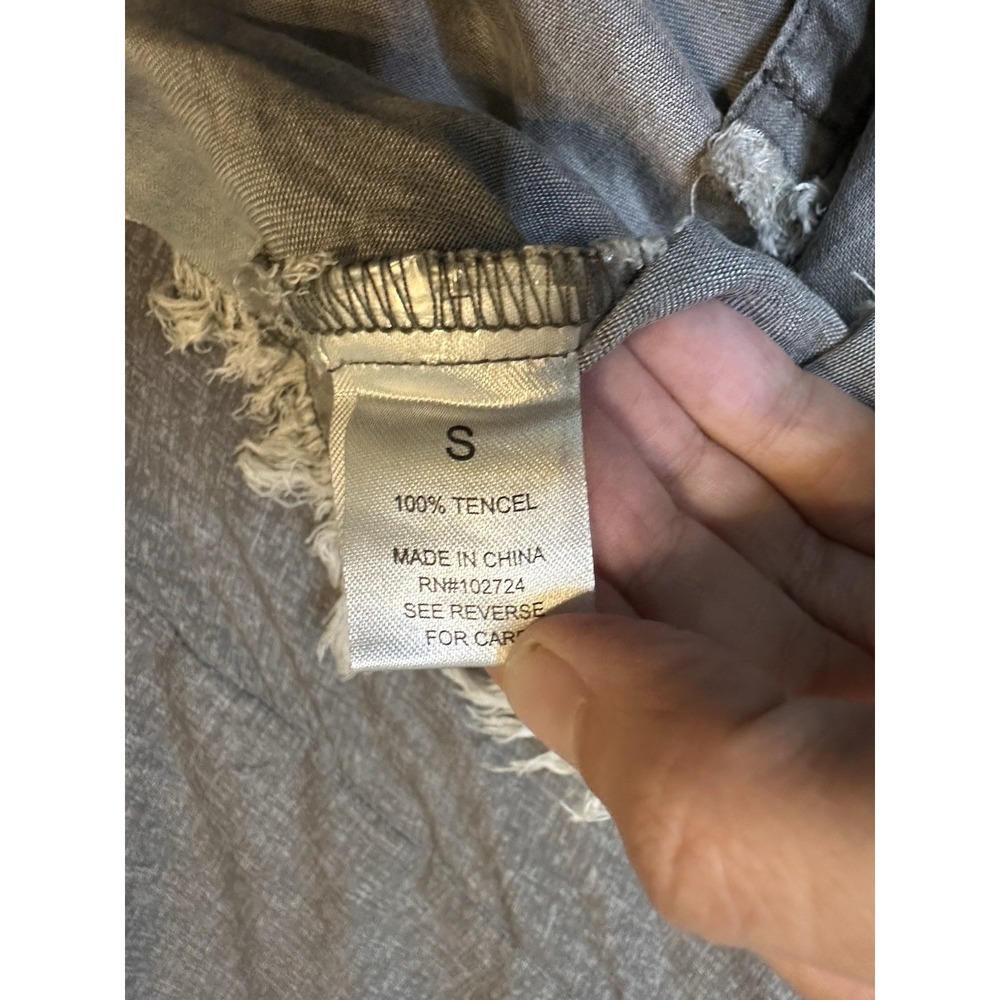 Hester Orchard Raw Sharkbite Hem 100% Tencel Fringe Womens Tunic Top S Boho Art - Picture 6 of 6